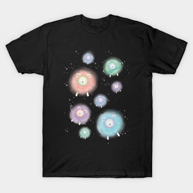 Children's Illustration Sheep in Galaxy Space - Colour Variant 1 T-Shirt by lizillu